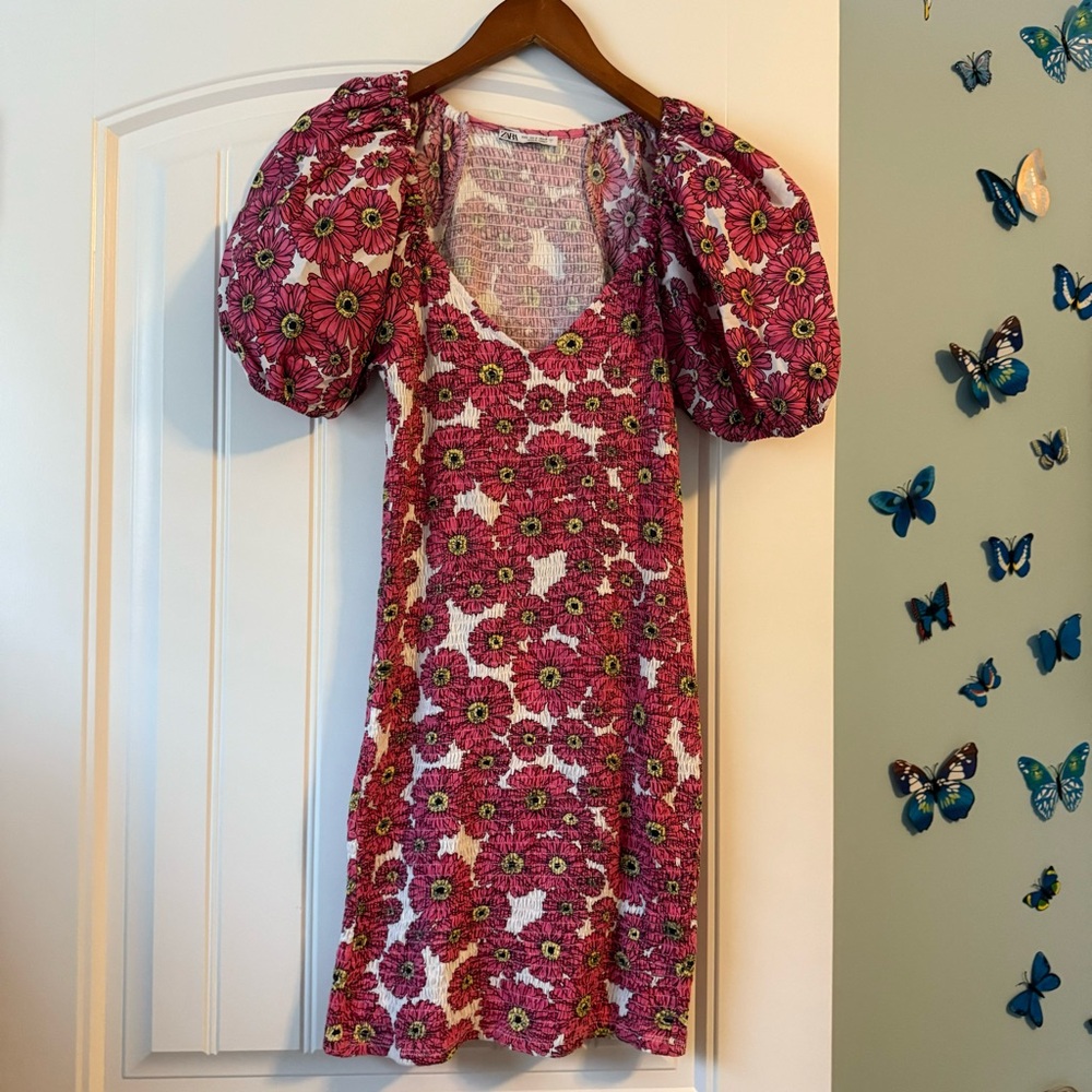 Zara Floral Puff Sleeve Dress